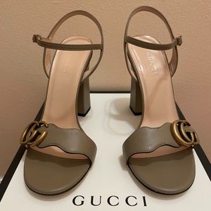 Gucci Marmont double GG Taupe heel Sandals